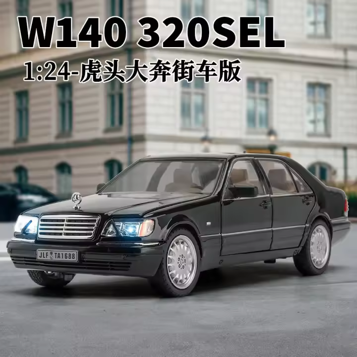 Modelo De Coche Clásico Mercedes-Benz W140 320SEL 1:24 Con Sonido Y Luz Juguete De Retroceso Para Niños Coleccionable Regalo De Cumpleaños - 1