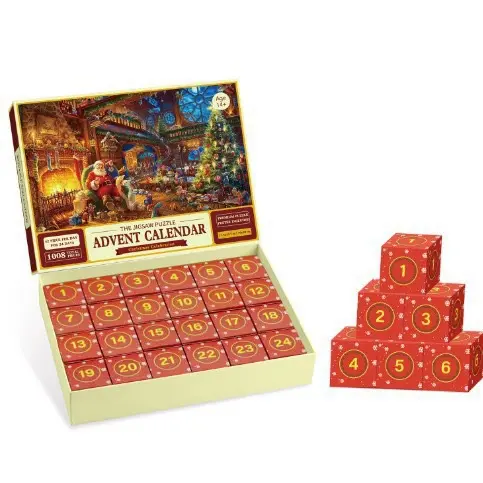 Calendario de Adviento Puzzle 2024, 1008 piezas de puzzle 24 días Chimenea Abierta Puzzle Cuenta atrás de Navidad Navideño... - 1