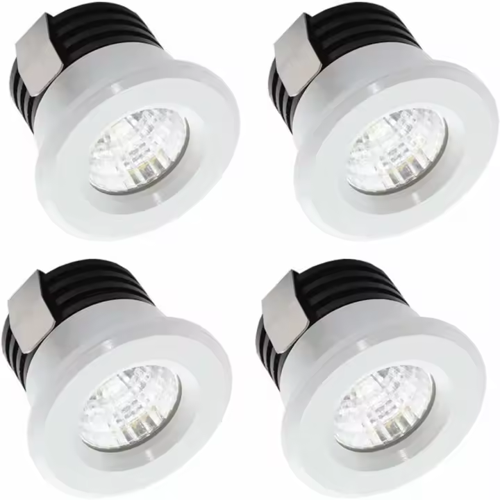 Juego de 4 mini focos LED empotrables, 3W, Blanco cálido, mini focos LED para escaparates, identificación - 1