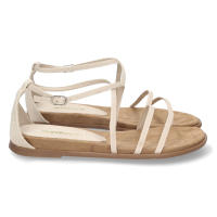 Davinia Shoes Sandalia Plana de Mujer, Comoda, con Tiras Finas Cruzadas, Estilo Casual, y Cierre de Hebilla Shoes&Blues.es M3455-Beige - details 0