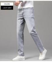 Jeans Elásticos De Verano Para Hombre Gris Comodidad Moda Pantalones Casuales Stretch Algodón Negocios Rectos Mallas Talla Media - details 8