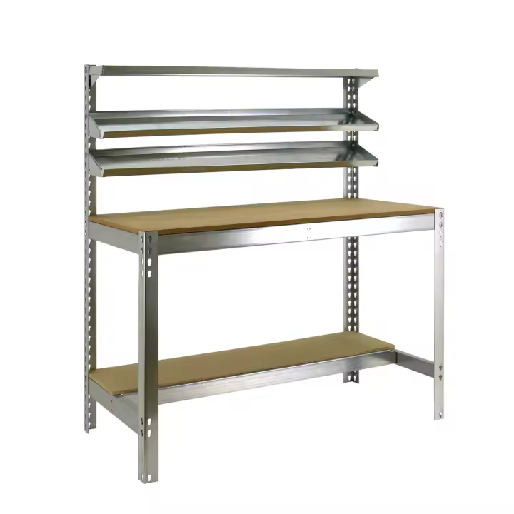 SimonRack Banco de Trabajo Taller, Capacidad Carga 400 kg, 1445x910x610 mm, Mesa de Trabajo, Galva/Madera - BT1 - 1