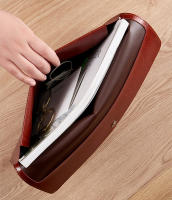 Carpeta De Cuero A4 Para Archivar Con Cierre De Encaje Gran Capacidad Bolsa Para Documentos Organizador De Archivos De Negocios - details 1