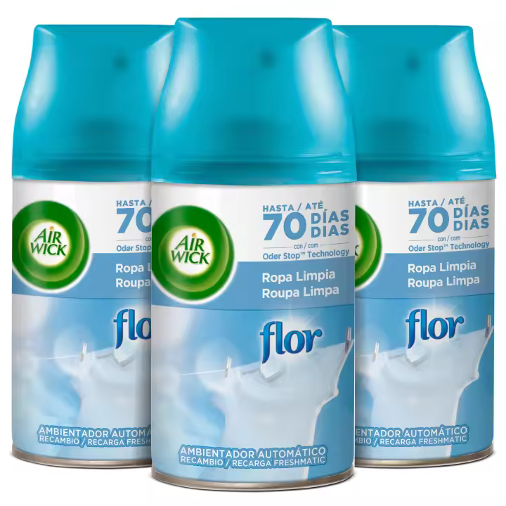 Air Wick Ambientador Freshmatic Aroma Flor Frescor Ropa Pack 3 recambios - 1