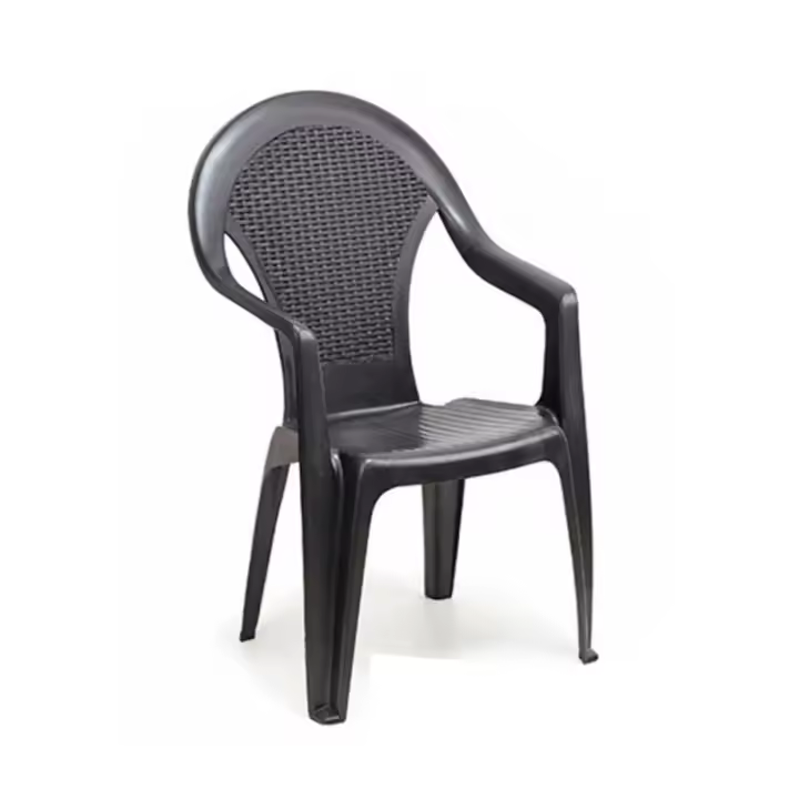 Sillón Resina Antracita Apilable Efecto Rattan 58x56x94cm - 1