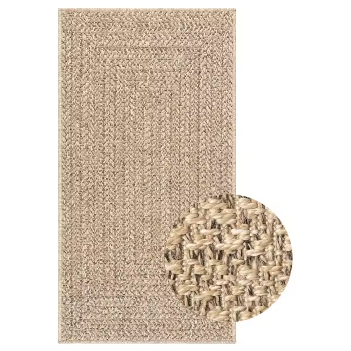vidaXL Alfombra ZIZUR apariencia de yute interior y exterior 60x110 cm Estampado Rectangular,  Circular,  y mas Alfombras de área  Alfombra de Piso para Sala de Estar Dormitorio Habitación Salón - 1