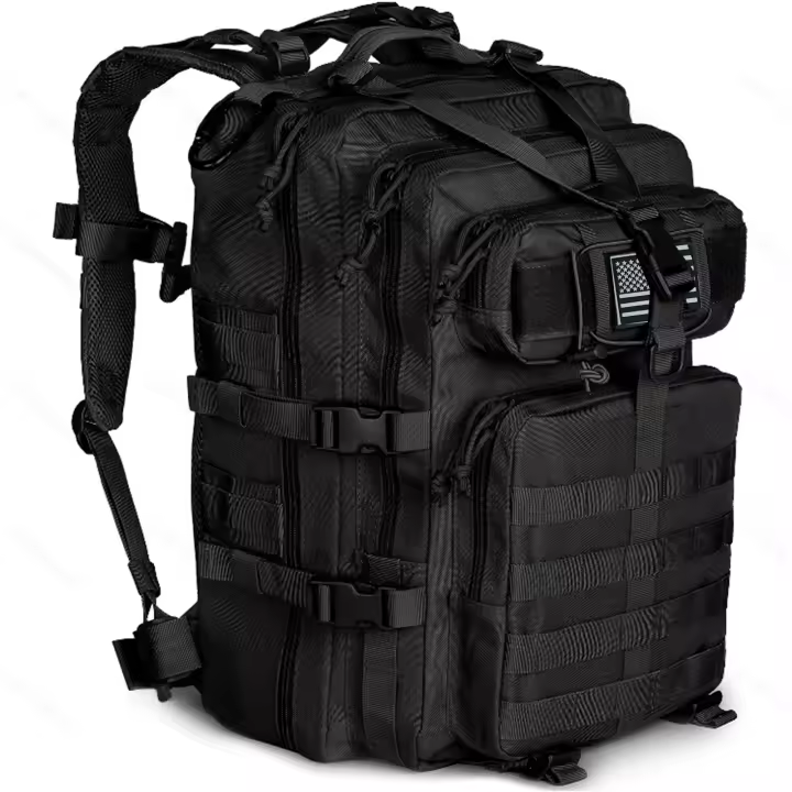 Mochila Táctica 45L Para 1 a 3 Días Mochila De Batalla Para Camping Pesca Y Treking Negro Unisex Material 600D - 1