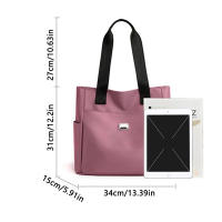 Bolso De Hombro Nylon Impermeable Gran Capacidad Bolso Tote Para Trabajo Escuela Y Viaje Ligero Y Práctico Para Mujer - details 0