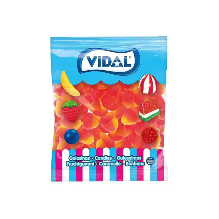 Vidal Melocotones - Bolsa de 250 ud - Gominolas, chucherías Sin Gluten y Sin grasa - 1