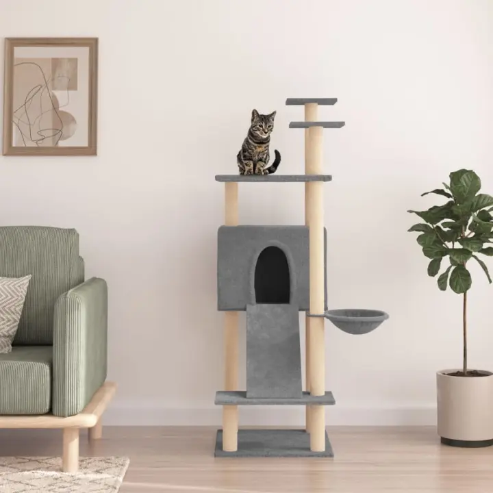 Árbol para Gatos con Arañazo en Sisal Gris Claro 153 cm - 1