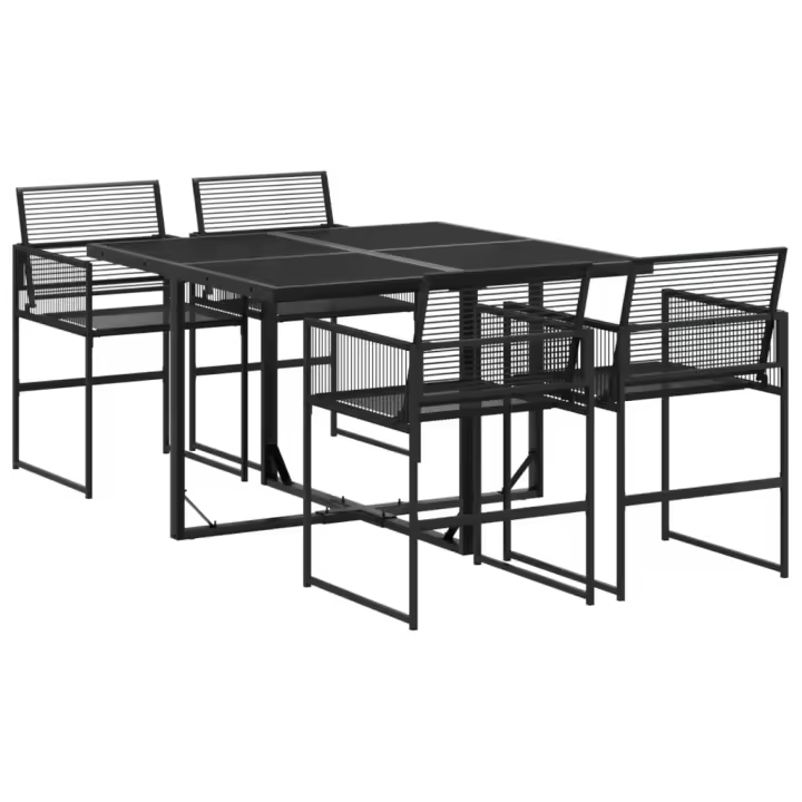 vidaXL Juego de comedor de jardín 5 piezas ratán sintético negro - 1