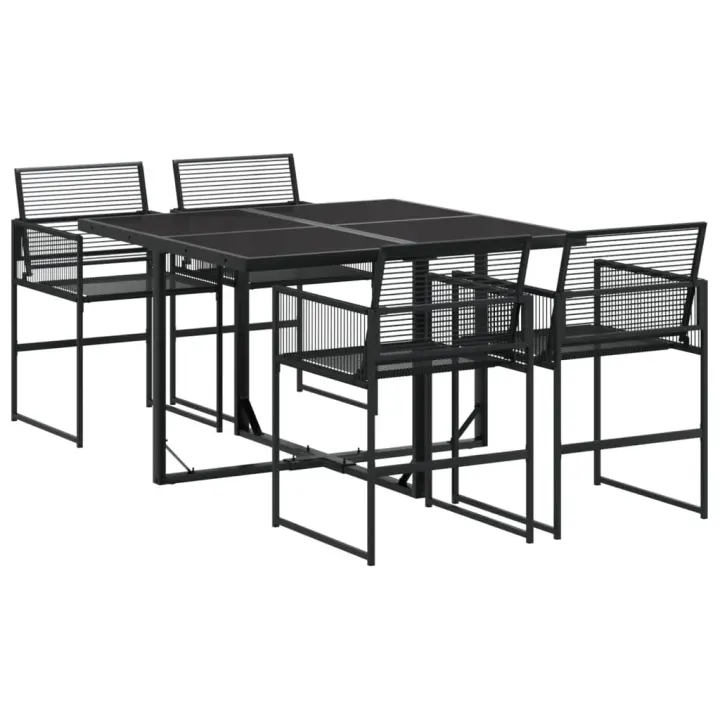 vidaXL Juego de comedor de jardín 5 piezas ratán sintético negro - 1