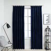 vidaXL Cortinas Opacas con Ganchos 2 Piezas 140x175 cm Terciopelo Casa Color Beige,  Crema,  Negro y mas - details 3