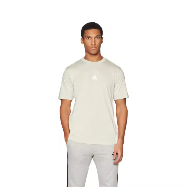 Camiseta Adidas 3 Bandas Sj T Beige Aluminio Je6389 Casual Hombre - 1