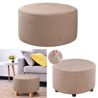 Cubierta De Terciopelo Polar Elástica Para Pie De Silla 1PC Cubierta De Ottomán Redonda De Spandex Protector De Pie De Silla Para Sala De Estar Hogar - details 8