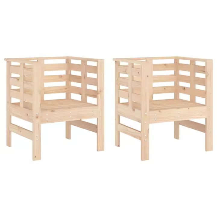 Sillas de Jardín 2 UDS Madera Maciza Pino 61,5x53x71 cm - 1