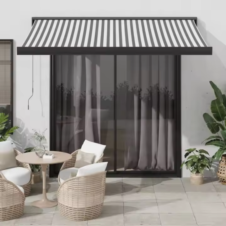 vidaXL Toldo retráctil aluminio y tela gris antracita y blanco 3x2,5 m - 1