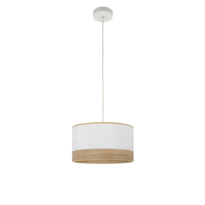Fabrilamp - Colgante Olga 1xe27 Blanco/blanco-mad.clara Regx30x30 Cm - 1