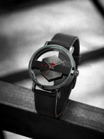 Reloj De Cuarzo Para Hombre TOMI Con Correa De Cuero Minimalista Y Moderna Cristal Hueco Personalizado Resistentes Al Agua - details 5