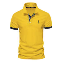 Camiseta de hombre con solapa de malla ruqi de manga corta con bordado de ciervos - details 13