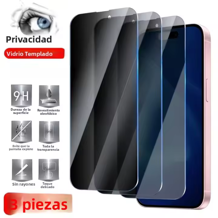 3Pcs Película De Vidrio Templado Anti-Spy Para iPhone 15 16 13 pro Max 16e Protección De Pantalla Para iPhone 14 12 11 pro Max X XR XS Max - 1
