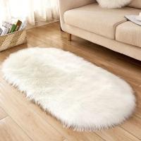 Alfombra De Falsa Piel Grande Ovalada Artificial Cuero Genuino De Oveja Pelo Largo Tapete Suave De Lana Blanca Para Dormitorio Y Sala De Estar Decoración De Hogar Lujo Alfombra Para Habitación De Niños - details 1