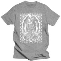 Camiseta De Verano Para Hombre Con Impresión Divertida Manga Corta Estampado De Virgen María Y Bandana Roja Estilo Cholo Chicano Arte De LA Sangre - details 5