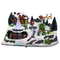 XOCOTŌ® Pueblo de navidad "Hallstat"  Poblado navideño iluminado de túnel con tren y río  14 Leds  L. 30.60 x P. 18 x H. 17cm - details 0