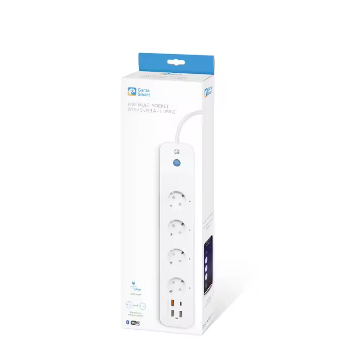 Garza Regleta Wifi - 4 Tomas con 2 USBA, USBC y USB 3.0 - Controla Tus Dispositivos de Forma Eficiente y Segura - 1