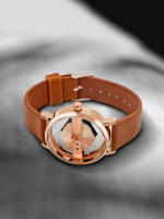 Reloj De Cuarzo Para Hombre TOMI Con Correa De Cuero Minimalista Y Moderna Cristal Hueco Personalizado Resistentes Al Agua - details 14