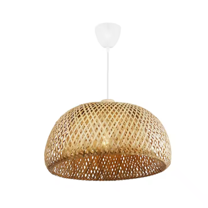 ALPINALUZ Lámpara Colgante Minimalista de Mimbre y Bambú 'OSAKA' con Cúpula de Doble Capa, Ø380mm - 1