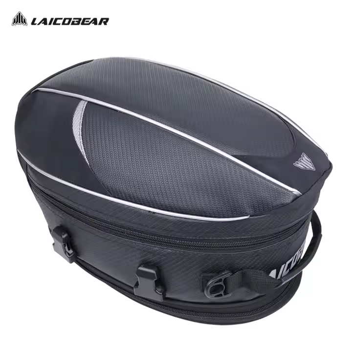 Bolsa De Cola De Motocicleta Negra Impermeable Gran Capacidad Para Viaje Y Equipaje Trasero De Moto Material De Lona Oxford Y EVA - 1
