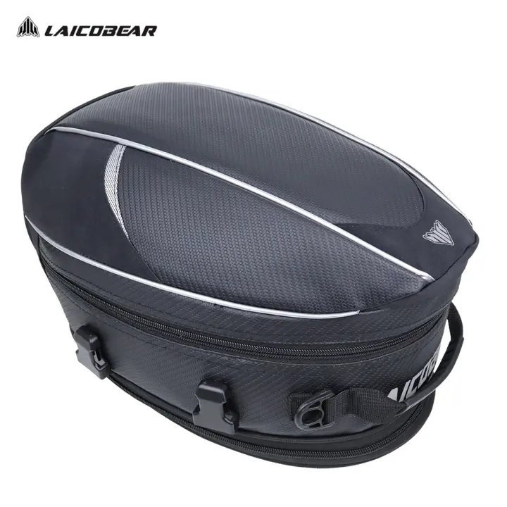 Bolsa De Cola De Motocicleta Negra Impermeable Gran Capacidad Para Viaje Y Equipaje Trasero De Moto Material De Lona Oxford Y EVA - 1