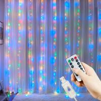 Curtainas De Navidad Con Luces LED Para Ventanas Cortina De Fairy Año Nuevo Iluminación De Habitación Cadena Guirnalda USB Decoración De Fiesta Para Niñas - details 7