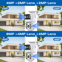 Cámara IP De Seguridad Exterior WiFi 8MP 4K Doble Lente Detecta Humanos Pantalla Dual ICSEE Tris Hogar Vigilancia Video - details 9