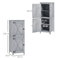 Armaria de Jardín de Madera, resistente a la intemperie Caseta de Jardín, 60x60x160cm, Caseta de Jardín de Doble Puerta, estante, Armario de herraduras con cerradura Caseta de Jardín, patio, claro gris - details 6