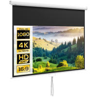 HOMCOM Pantalla de Proyector Manual Pantalla de Proyección Portátil Formato 16:9 con Altura Ajustable para Interior y Exterior Cine en Casa Patio Blanco - details 0