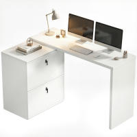 HOMCOM Escritorio Reversible en Forma de L, Mesa de Escritorio con 2 Cajones Archivadores, Diseño Moderno para Espacios Pequeños, Oficina en Casa, Blanco - details 0