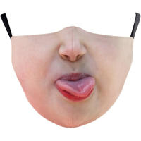 Mascarilla De Halloween Para Adultos Con Diseño Divertido De Expresiones Faciales En Algodón Mezclado Lavable Protección No Médica - details 9