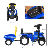 HOMCOM Tractor para Niños de 12-36 Meses con Remolque Extraíble Coche Correpasillos con Bocina Faros Pala Asiento de Suelo 25 cm y Rastrillo Carga 25 kg 91x29x44 cm - details 2