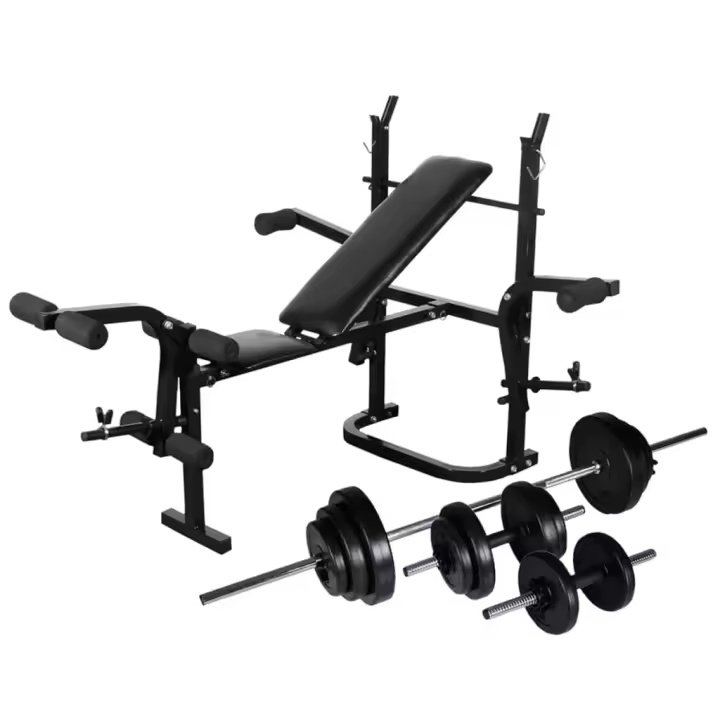 vidaXL Banco Soporte Barras Mancuernas Musculación Pesas Entrenamiento Peso 30.5 kg, 60.5 kg - 1