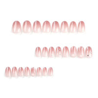Uñas Falsas de Almendra Brillante con Destacado de Color Rosa Cortas para Mujeres y Chicas para Actividades de Fiesta y Belleza - details 4