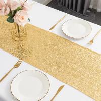 Corredor De Mesa De Sequinias Doradas Brillantes Para Boda Y Cumpleaños Decoración De Fiesta Y Día De San Valentín Material Voile Técnica Tejida - details 3
