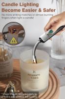 Encendedor de Velas Eléctrico, encendedor de Velas de Arco sin llama recargable por USB con Cuello de 360 Grados a prueba de Viento para encendedor de Velas, chimenea, Cocina, parrillas de barbacoa, estufa de gas para acampar (Plisado) - details 0