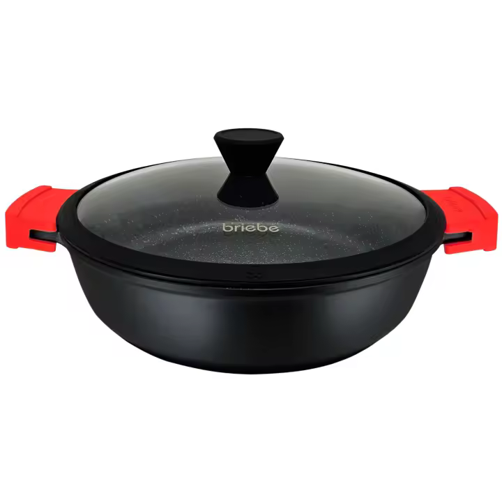 Briebe Black Titanium Cacerola Baja Cocina Inducción Antiadherente Titanio, Cazuela 32cm, Aluminio Fundido sin PFOA, , Negro - 1