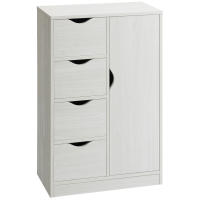 HOMCOM Armario de Salón Aparador Auxiliar con 4 Cajones 1 Puerta y Estante Interior Mueble de Almacenaje Multiusos para Baño Dormitorio Comedor 54x29x83 cm con Grano de Madera - details 0