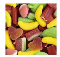 VIDAL Happy Mix bolsa de 1Kg aprox 155 uds Mix de golosinas con deliciosa cobertura de azúcar.Sabor a Sandía, malocotón, plátano, fresanta-nata y manzana. sin gluten  sin grasa sabor original Vidal garantizado - details 3