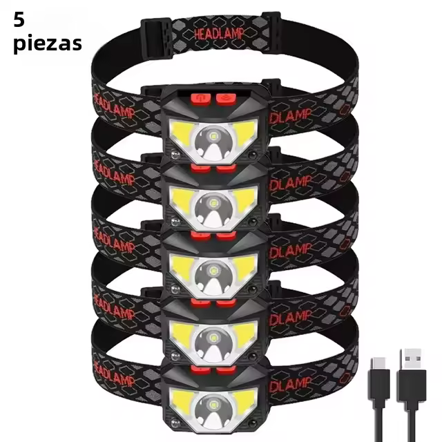 Linterna Frontal COB Con Sensor De Movimiento 8 Modos LED Potente Para Camping Pescalampara De Banda Ancha 60° Impermeable - 1