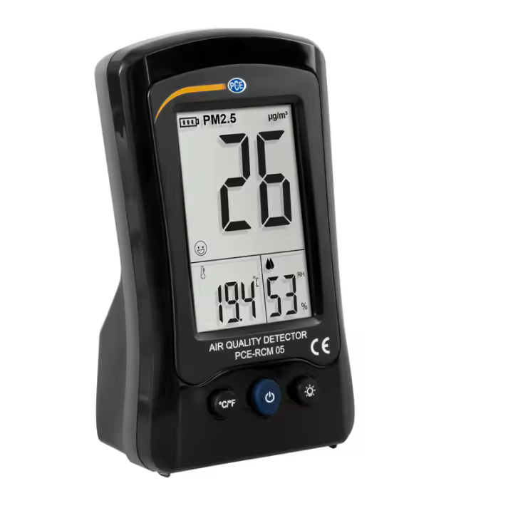 PCE Instruments Termómetro Medición de particulas PM2,5 en el puesto de trabajo / Medición de partículas PM2.5, temperatura y humedad del aire / Acumulador / Función alarma  PCE-RCM 05 - 1