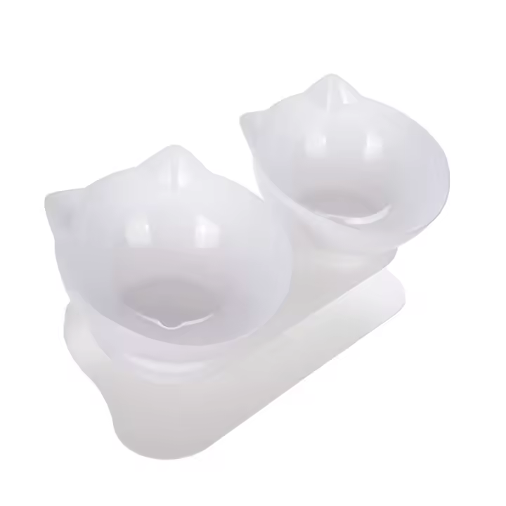 Tazas De Alimentación Para Gatos Con Soporte Elevado Doble En Color Negro Y Blanco Transparente Protector De Cuello Para Pequeños Perros Y Gatos - 1